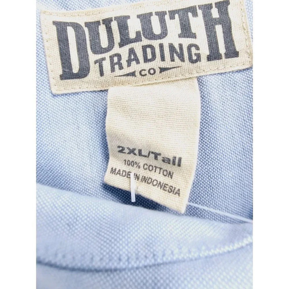 Duluth Size 2XL Tall Men Blue Oxford Style Short Sleeve Button Down Cotton Shirt - Picture 4 of 9